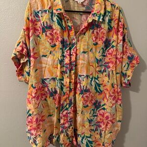 Time and Tru Multicolor Floral Blouse